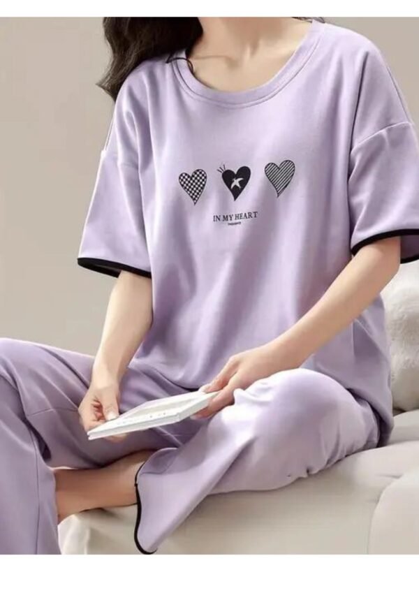 Adorable Heart Print Corset and Night Suit Set